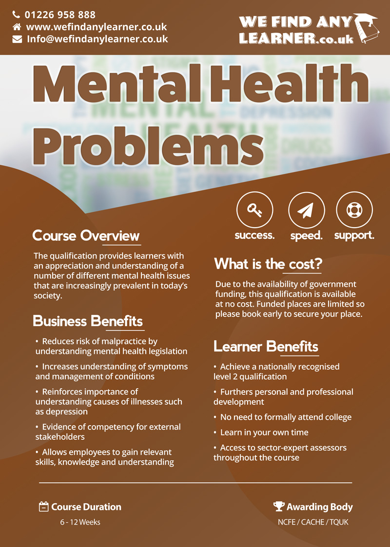 Awareness of Mental Health Problems Level 2 We Find Any Learner