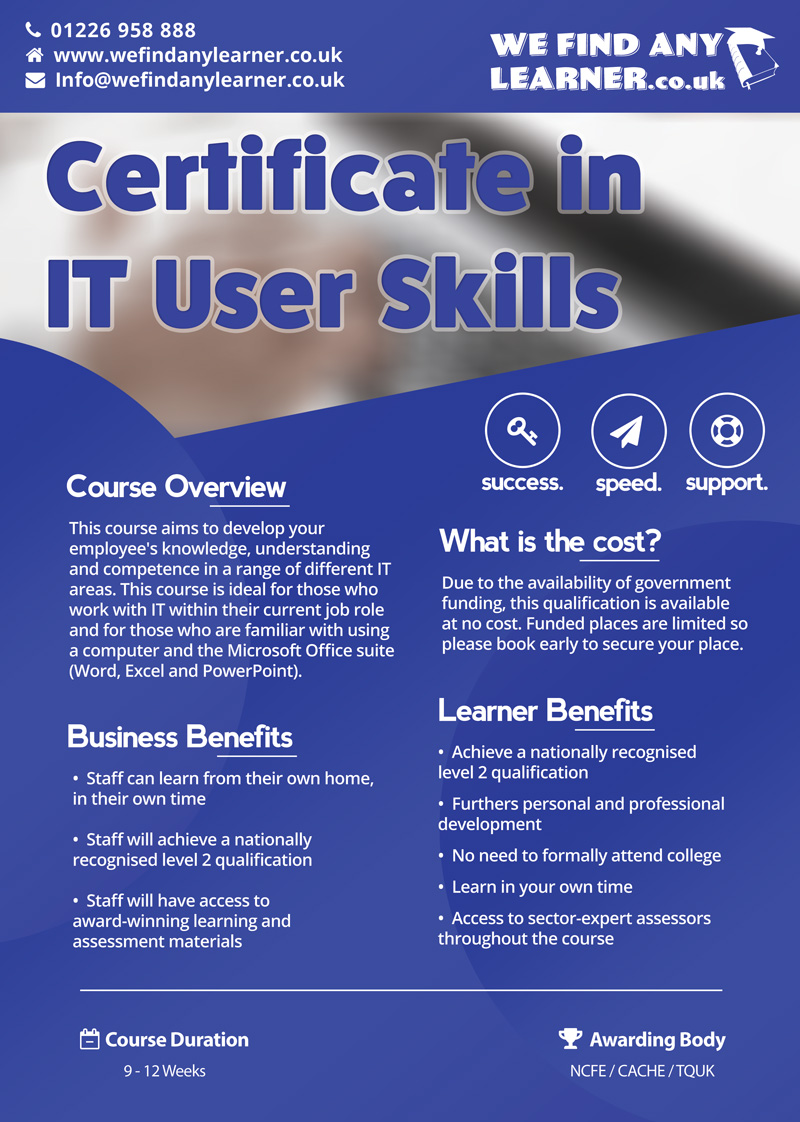 Certificate in IT user Skills page 1