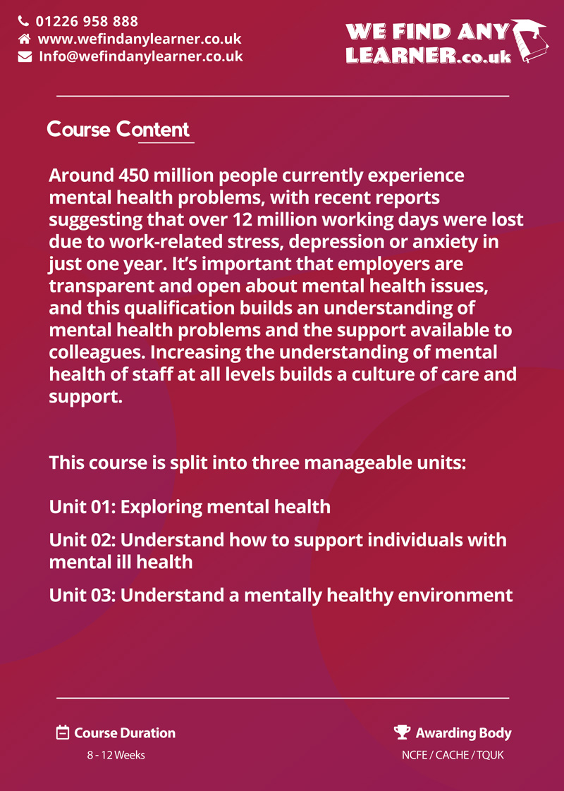 Mental Health First Aid Level 2 | We Find Any Learner