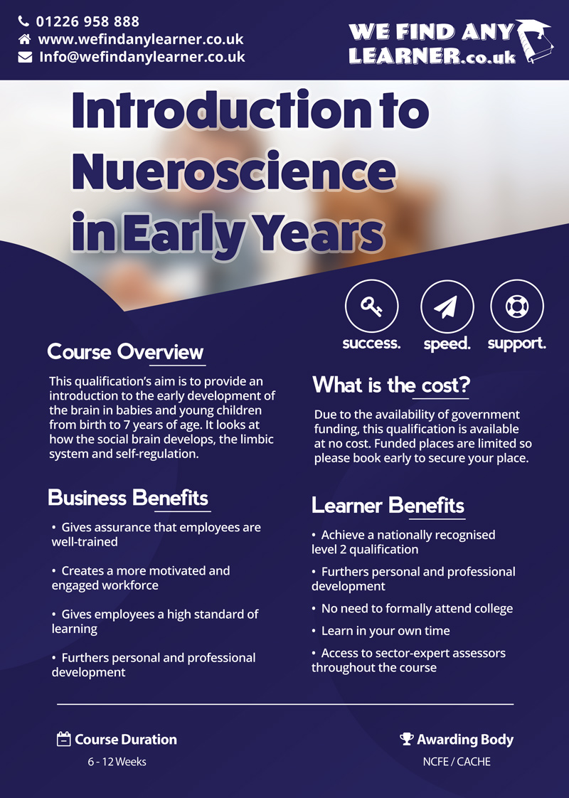 Introduction to Neuroscience in Early Years Level 2 We Find Any Learner