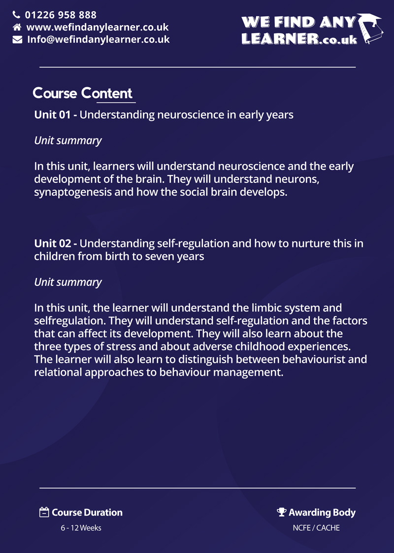 Introduction to Neuroscience in Early Years Level 2 We Find Any Learner
