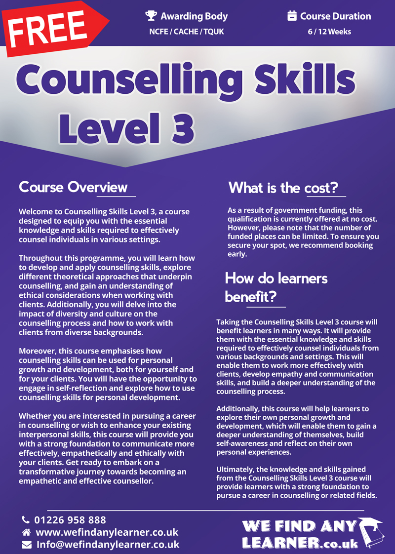 Counselling Skills Level 3 We Find Any Learner